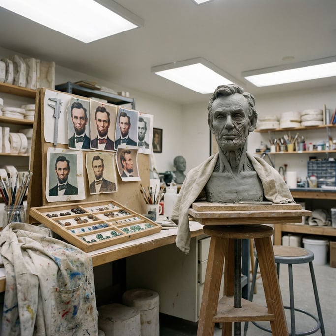 A wax figure sculptor's studio for a famous museum