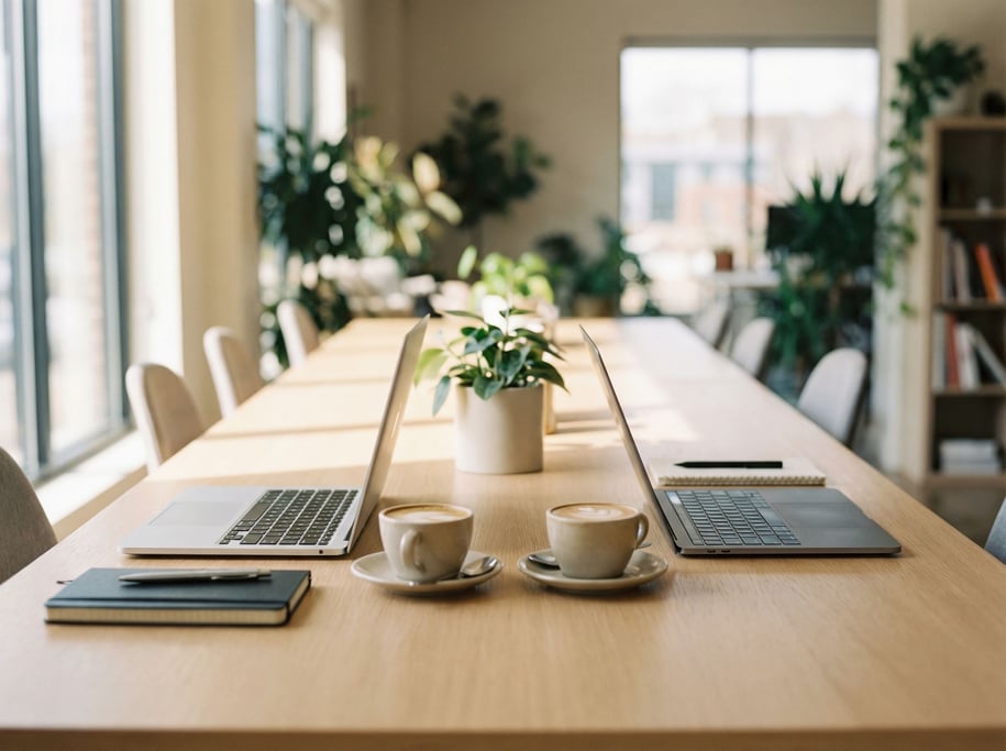 A modern workspace with dual monitors on a sit-stand desk, cable-managed (rouw9wz)