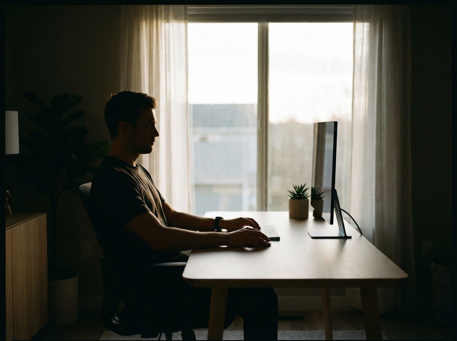 A home office corner with a monstera plant, books stacked on a floating shelf (2mffrra)