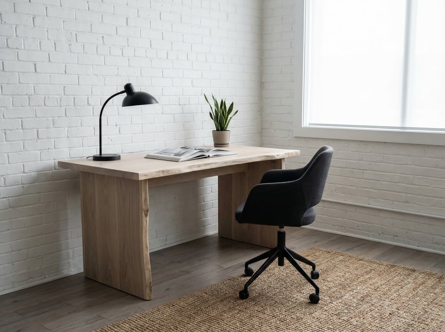 Low-angle photograph looking slightly upward at of a Nordic atelier