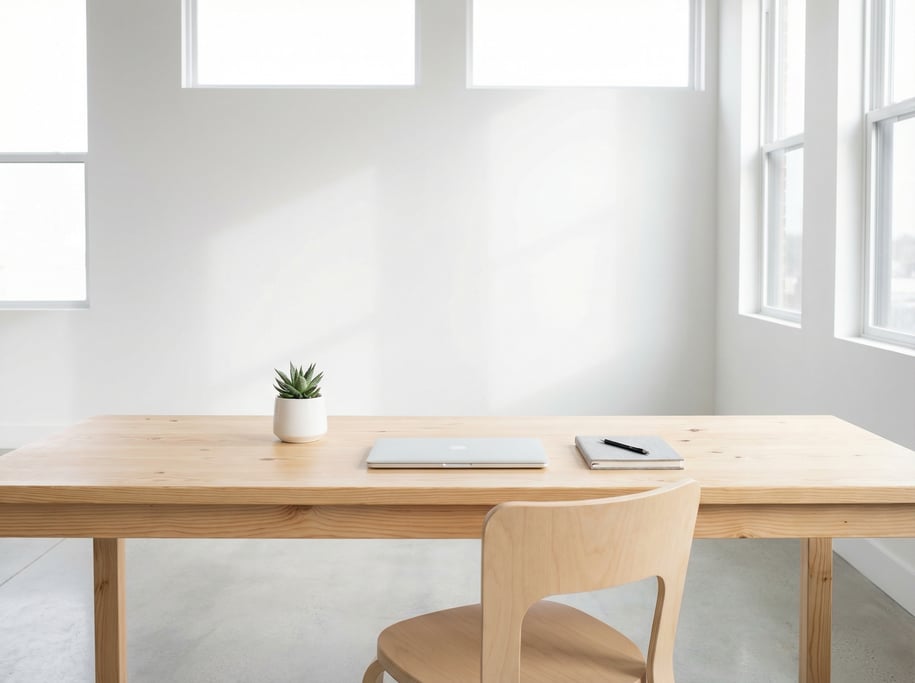 Frontal symmetrical view of a modern creative studio