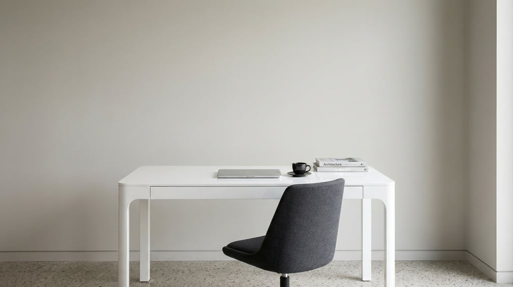 Frontal symmetrical view of a serene morning workspace