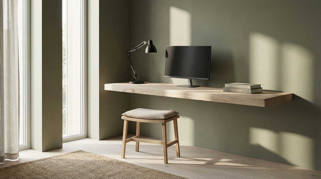 Three-quarter angle view of a Scandinavian workspace nook