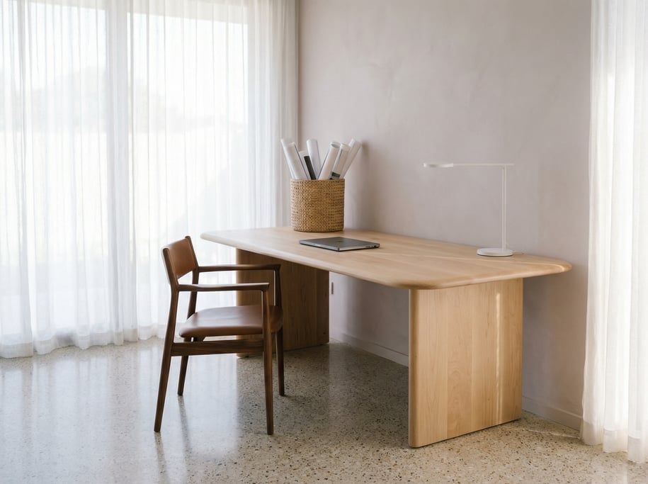 Low-angle photograph looking slightly upward at of a modern creative studio