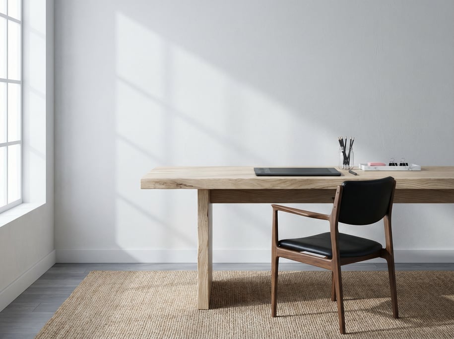 Three-quarter angle view of a designer's minimal studio