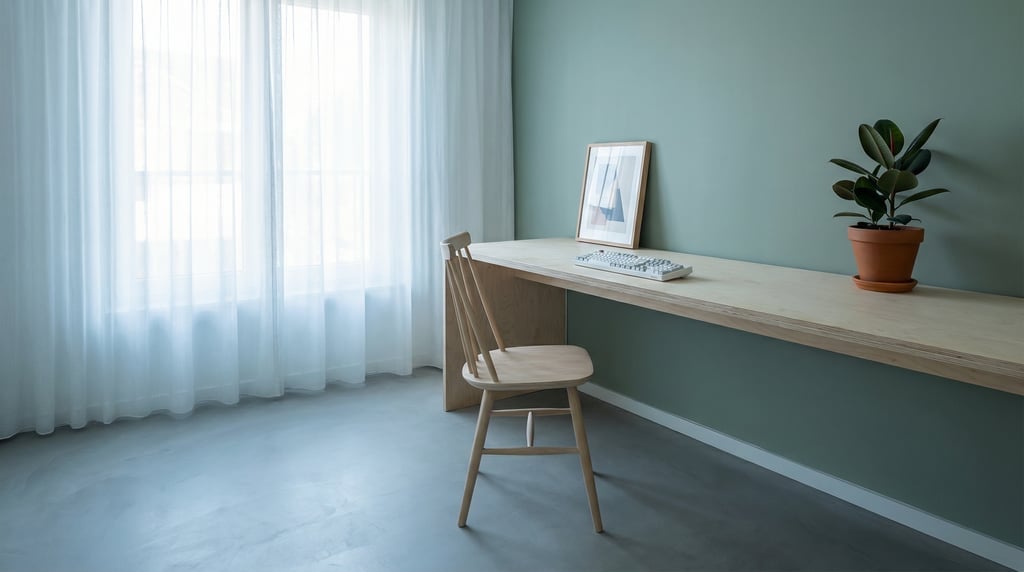 Low-angle photograph looking slightly upward at of an architect's workspace