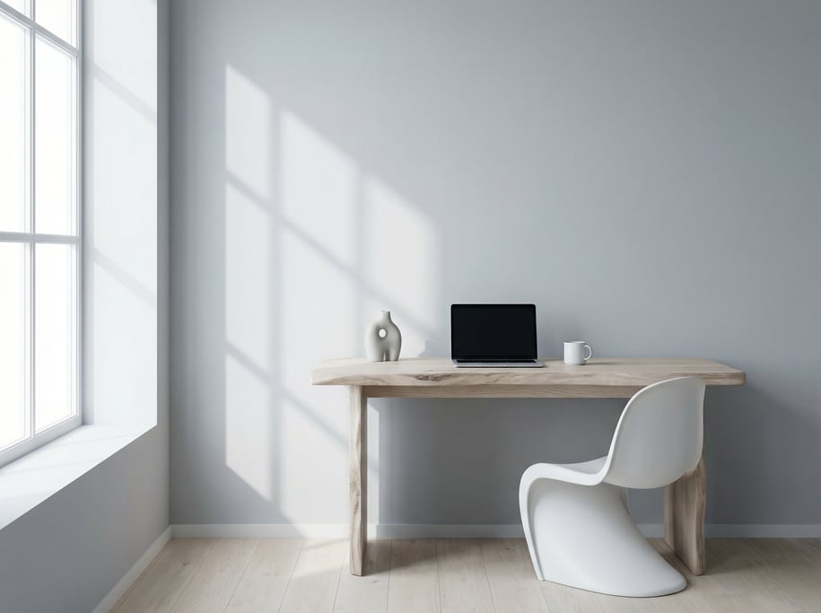 Three-quarter angle view of a contemporary writing room