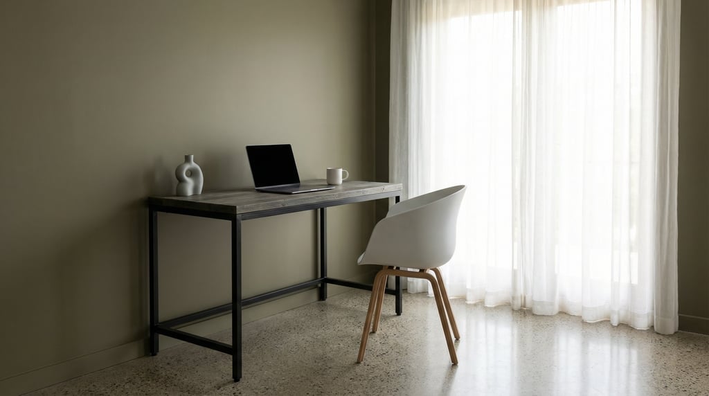 Three-quarter angle view of a quiet reading and writing nook