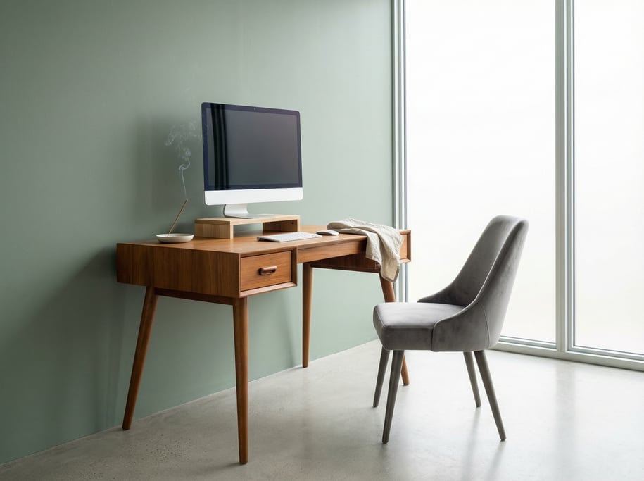 Close three-quarter angle of an architect's workspace