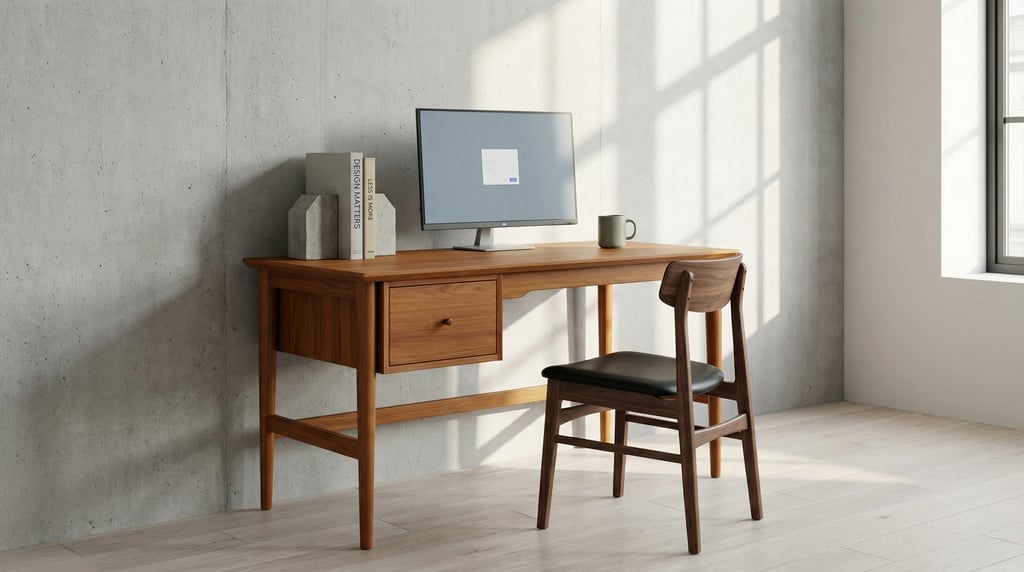 Close three-quarter angle of a designer's minimal studio