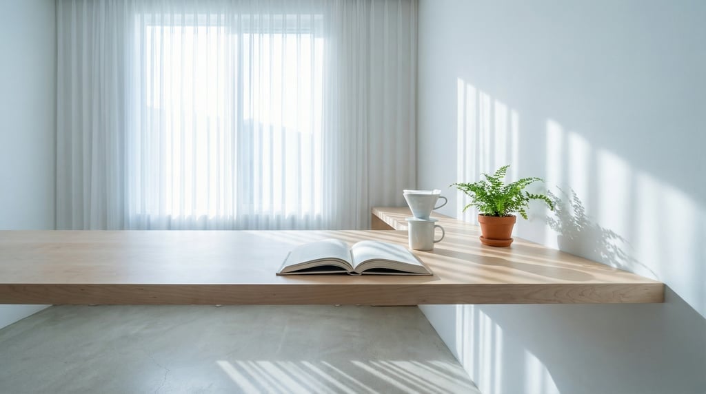 First-person perspective standing at the front edge of the desk