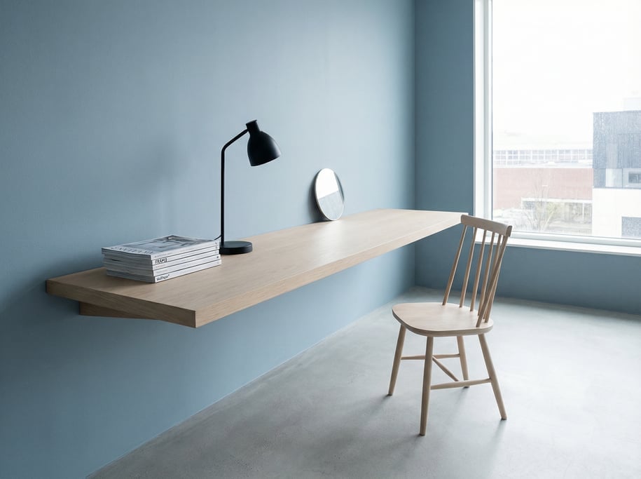 Wide-angle architectural shot of a modern creative studio