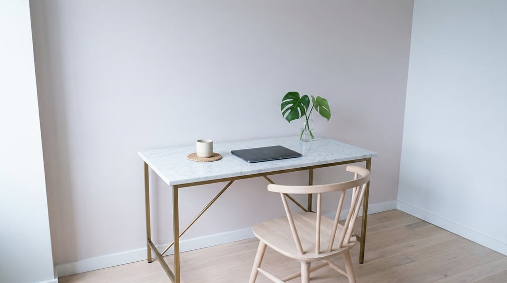 Low-angle photograph looking slightly upward at of a minimal illustration studio