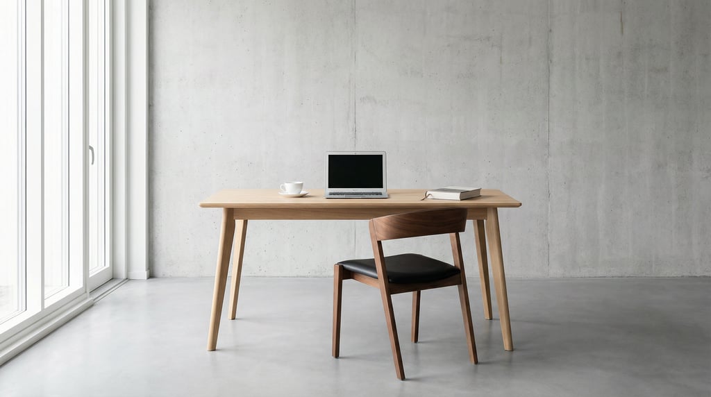 Frontal symmetrical view of a Nordic atelier