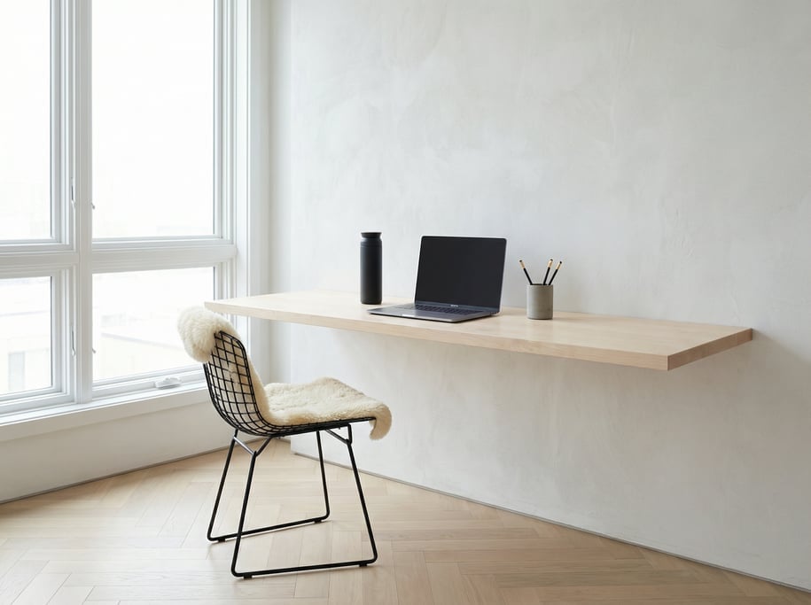 Three-quarter angle view of a clean freelancer workspace