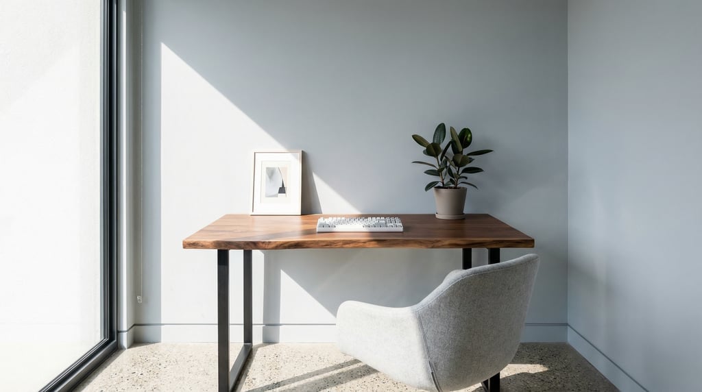 Three-quarter angle view of a corner home office