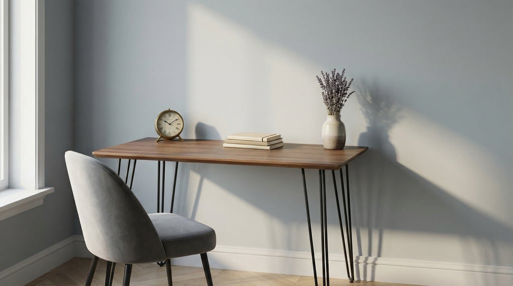 Close three-quarter angle of a contemporary writing room