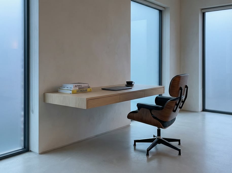 Close three-quarter angle of a modern creative studio