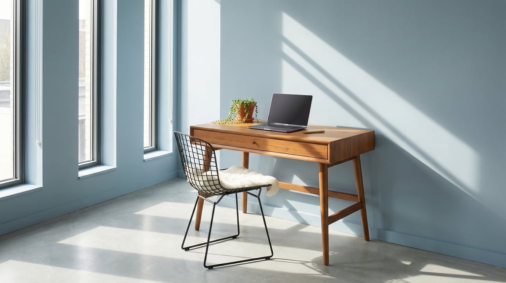 Three-quarter angle view of a contemporary writing room