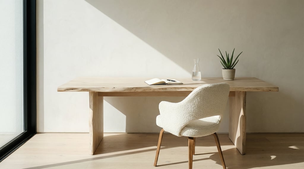 Straight-on architectural photograph of an architect's workspace