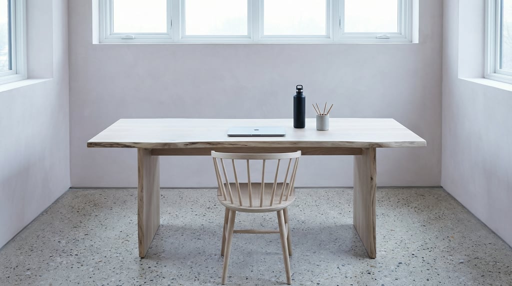 Frontal symmetrical view of a clean freelancer workspace