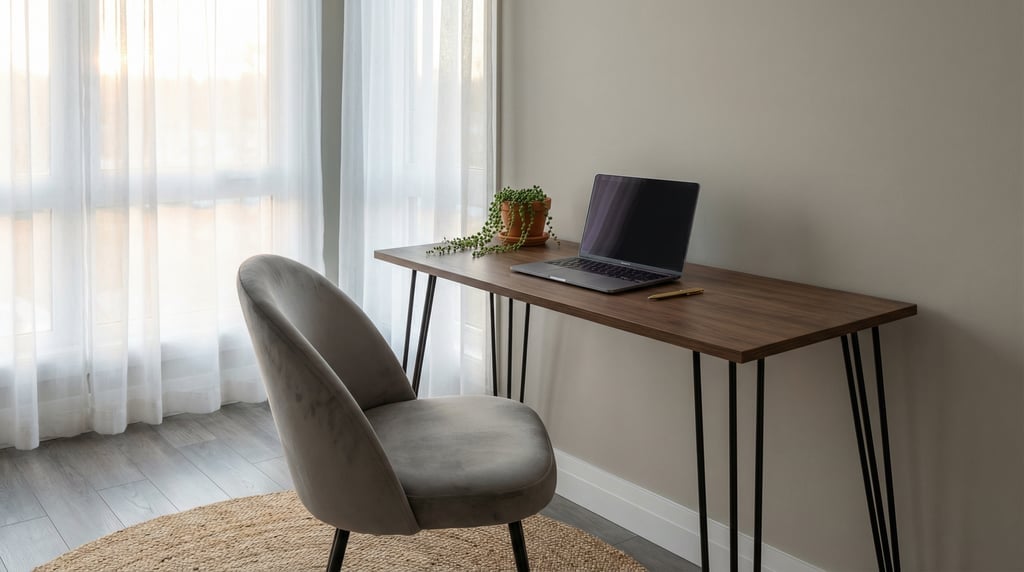 Three-quarter angle view of a clean freelancer workspace