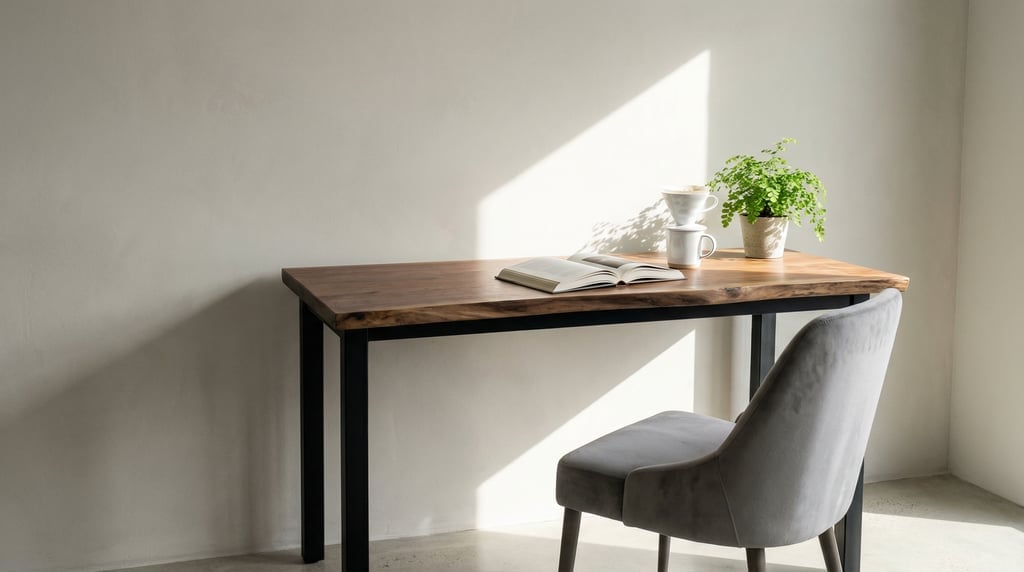 Three-quarter angle view of a quiet reading and writing nook